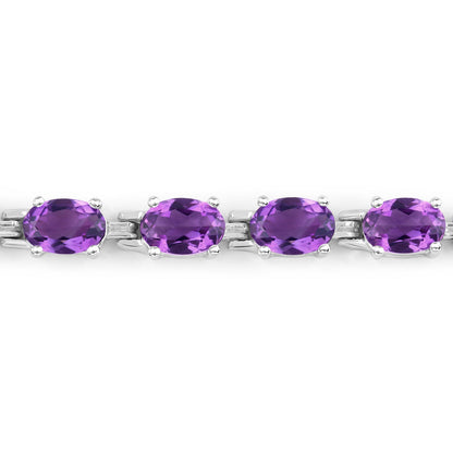 Natural Purple Amethyst Silver Tennis Bracelet Womens