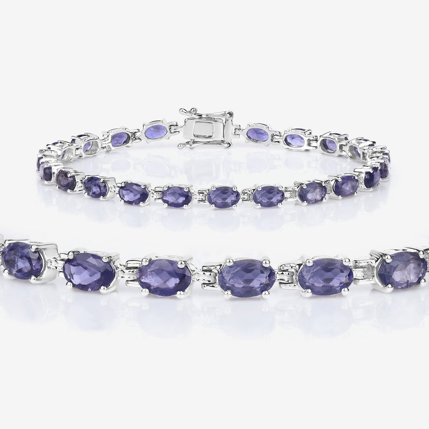 Genuine Iolite Silver Tennis Bracelet