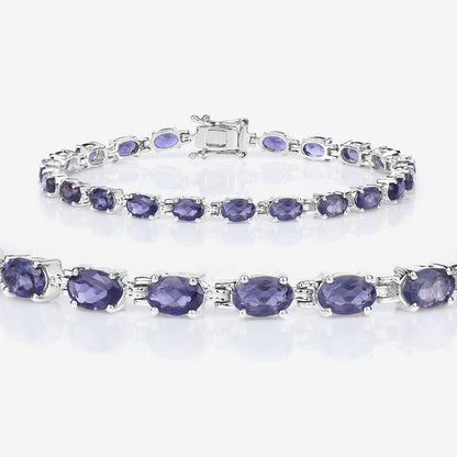 Genuine Iolite Silver Tennis Bracelet