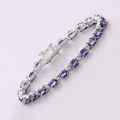 Genuine Iolite Silver Tennis Bracelet