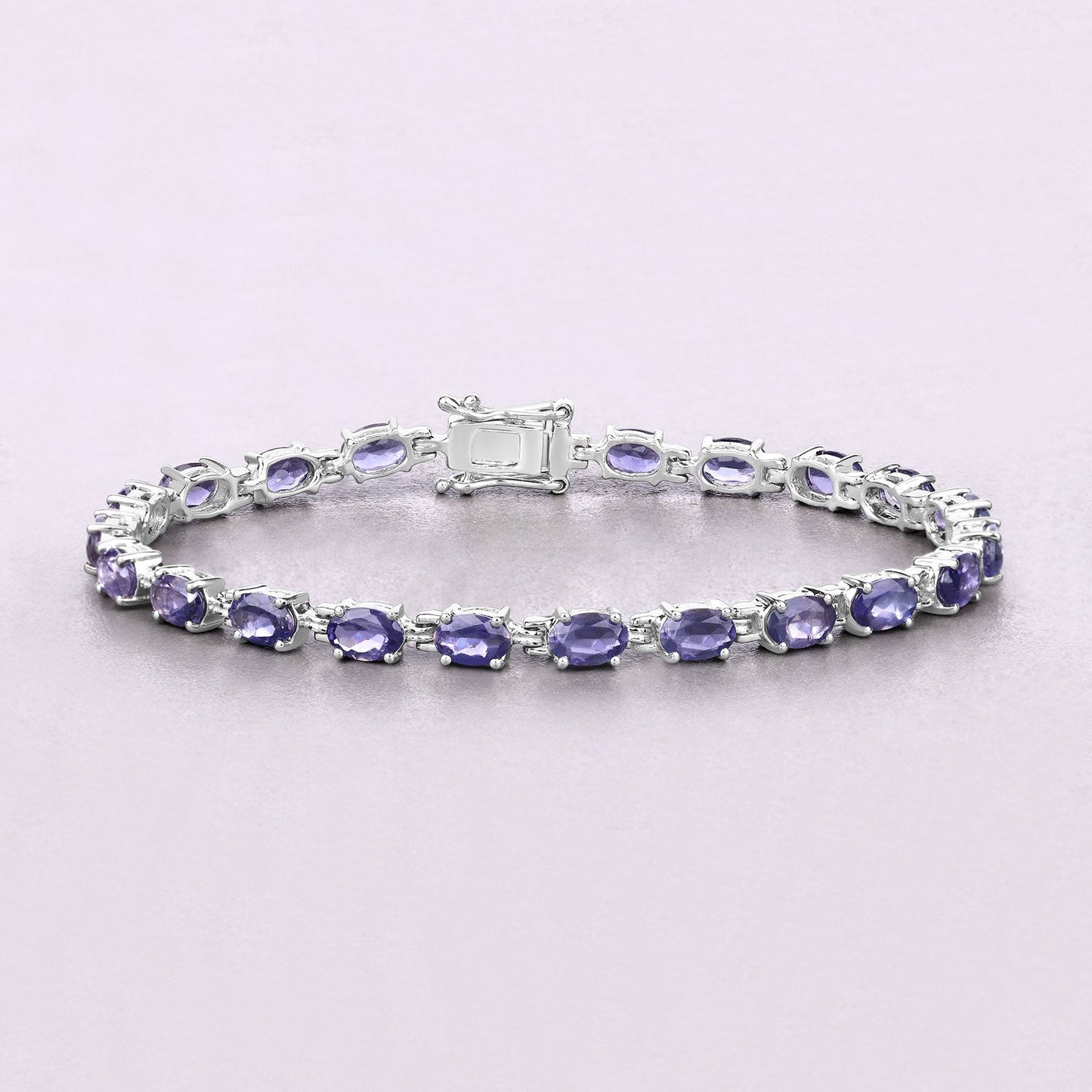 Genuine Iolite Silver Tennis Bracelet