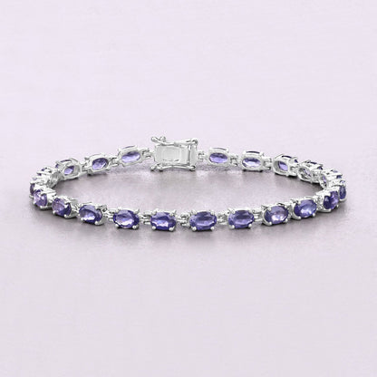 Genuine Iolite Silver Tennis Bracelet
