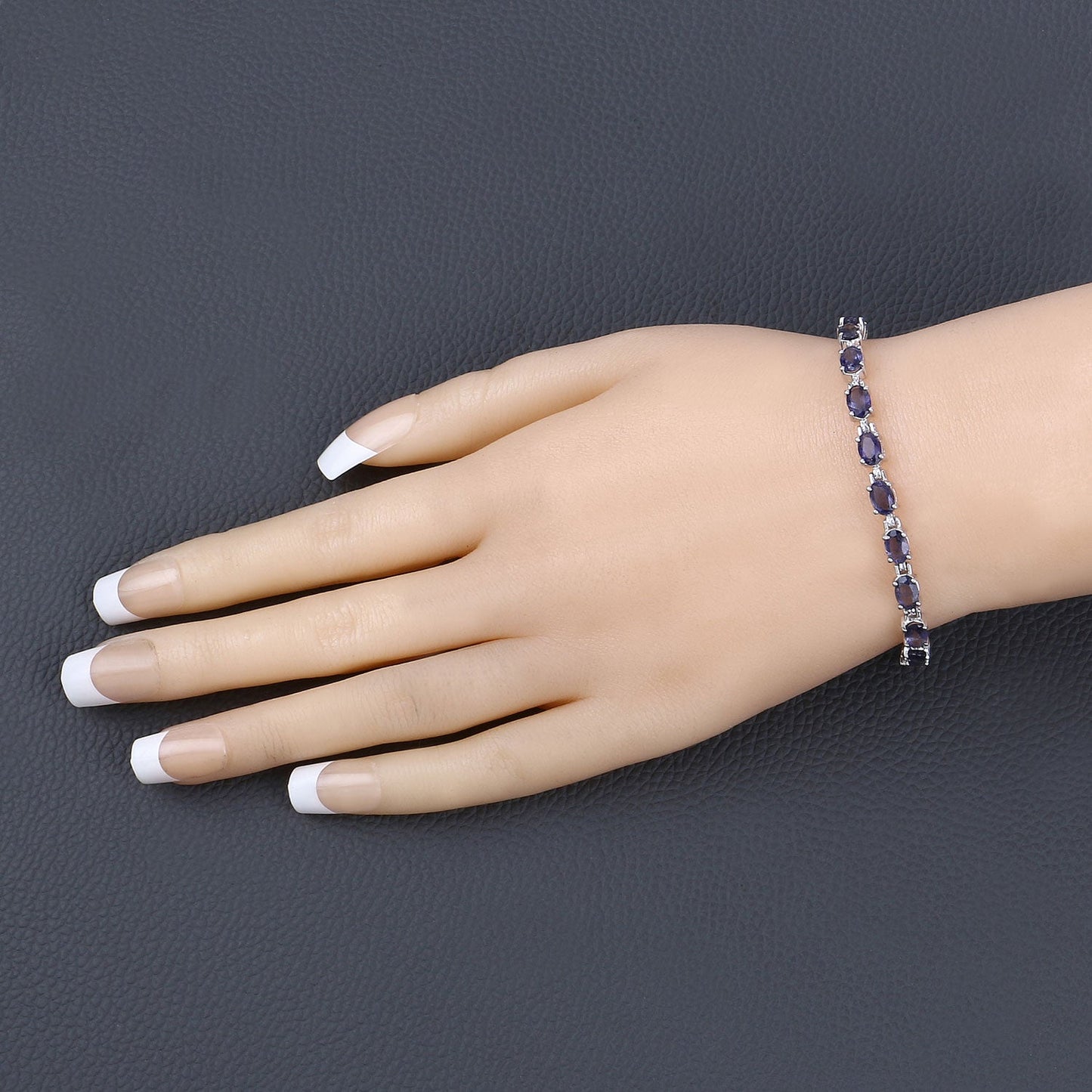 Genuine Iolite Silver Tennis Bracelet
