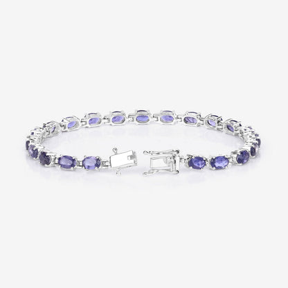 Genuine Iolite Silver Tennis Bracelet