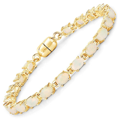 5.28 Ct Oval Ethiopian Opal Prong Sterling Silver Tennis Bracelet