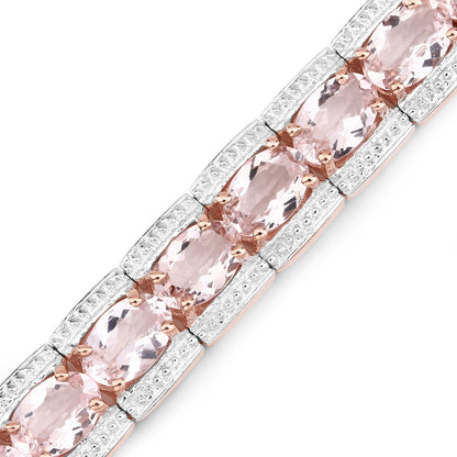 10.44 Cttw Oval Pink Morganite Rhodium over Silver Tennis Bracelet