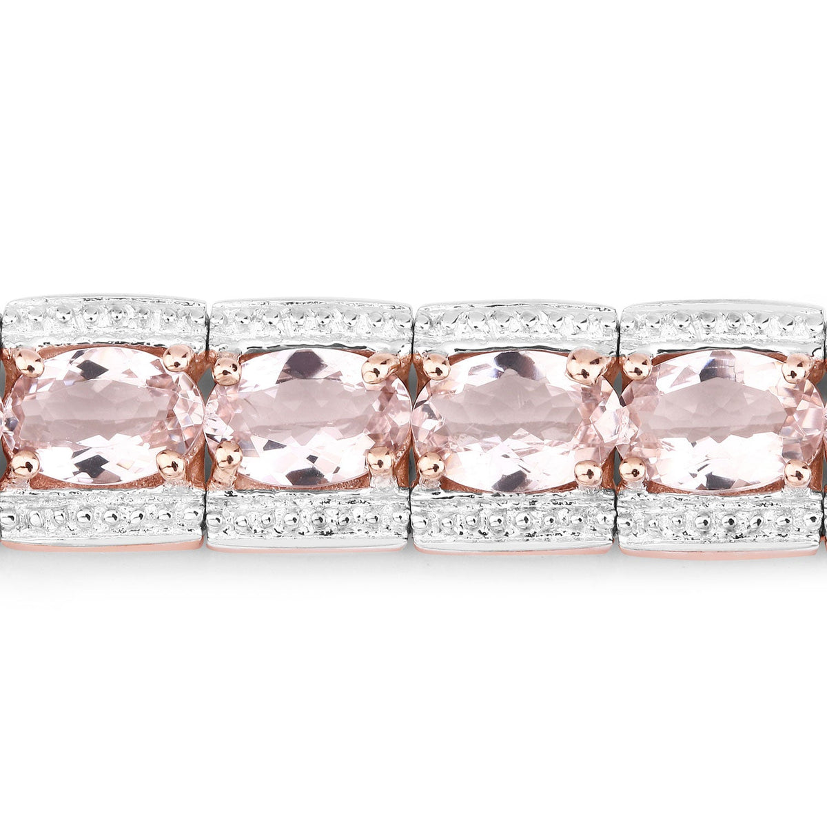 10.44 Cttw Oval Pink Morganite Rhodium over Silver Tennis Bracelet