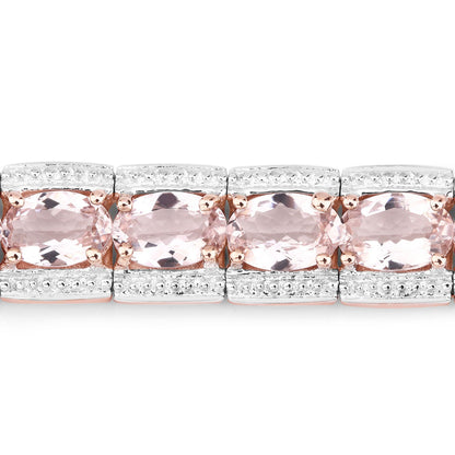 10.44 Cttw Oval Pink Morganite Rhodium over Silver Tennis Bracelet