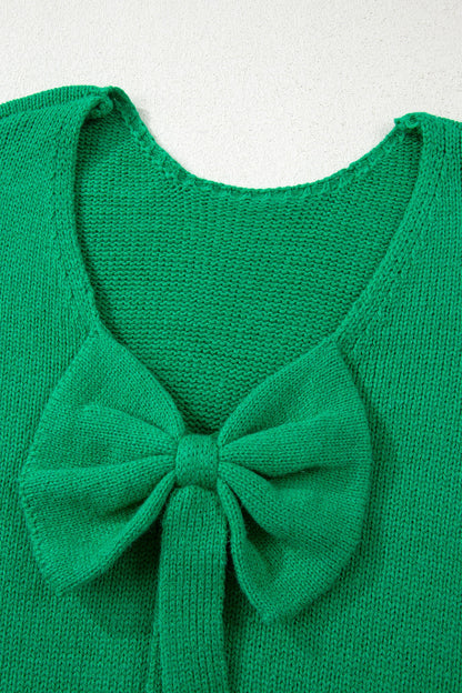 Threaded Pear Raven Backless Bubble Sleeve Sweater