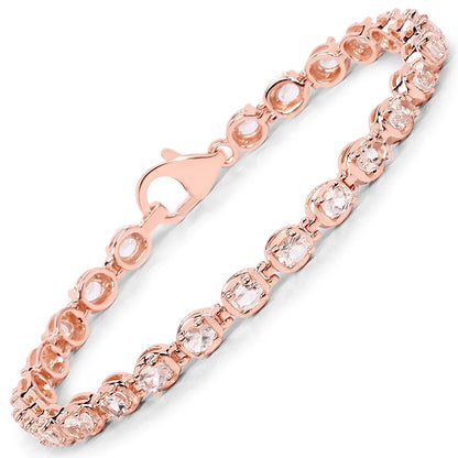 3.75 Ct Round Pink Morganite Bezel Rose Gold Over Silver Inline Tennis Bracelet