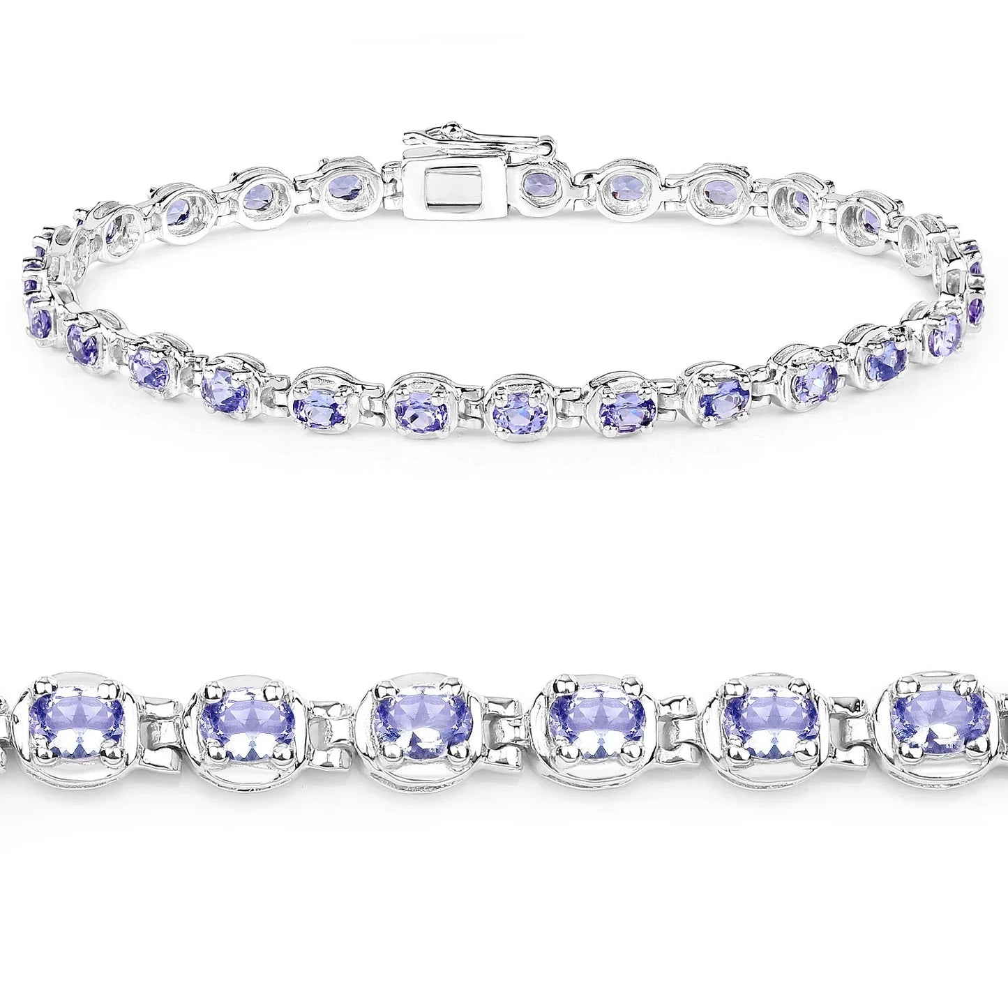 Genuine Tanzanite Tennis Silver Bracelet