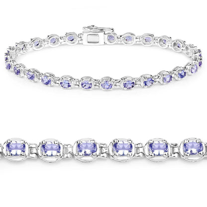 Genuine Tanzanite Tennis Silver Bracelet