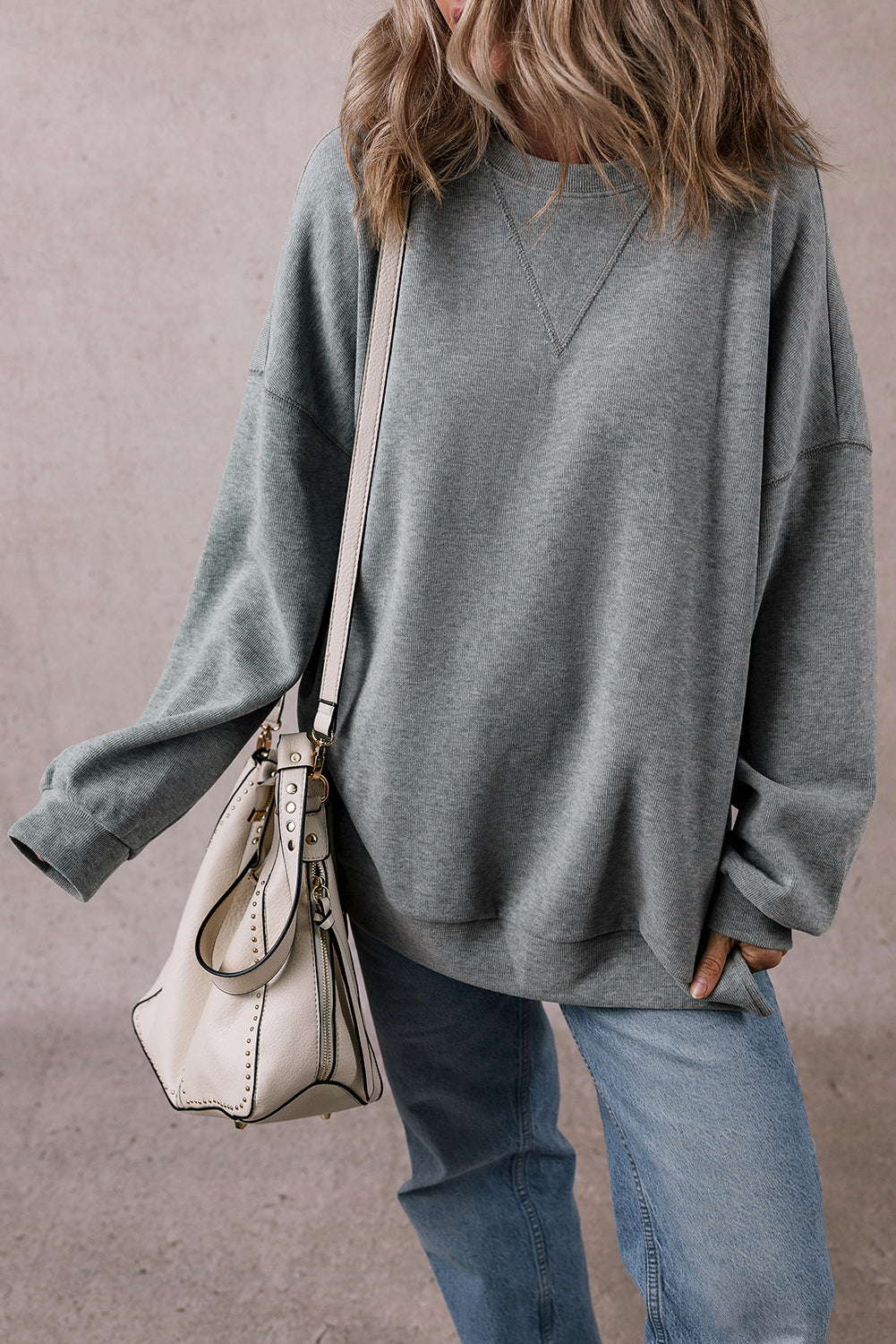 Threaded Pear Rorivina Drop Shoulder Oversized Sweatshirt