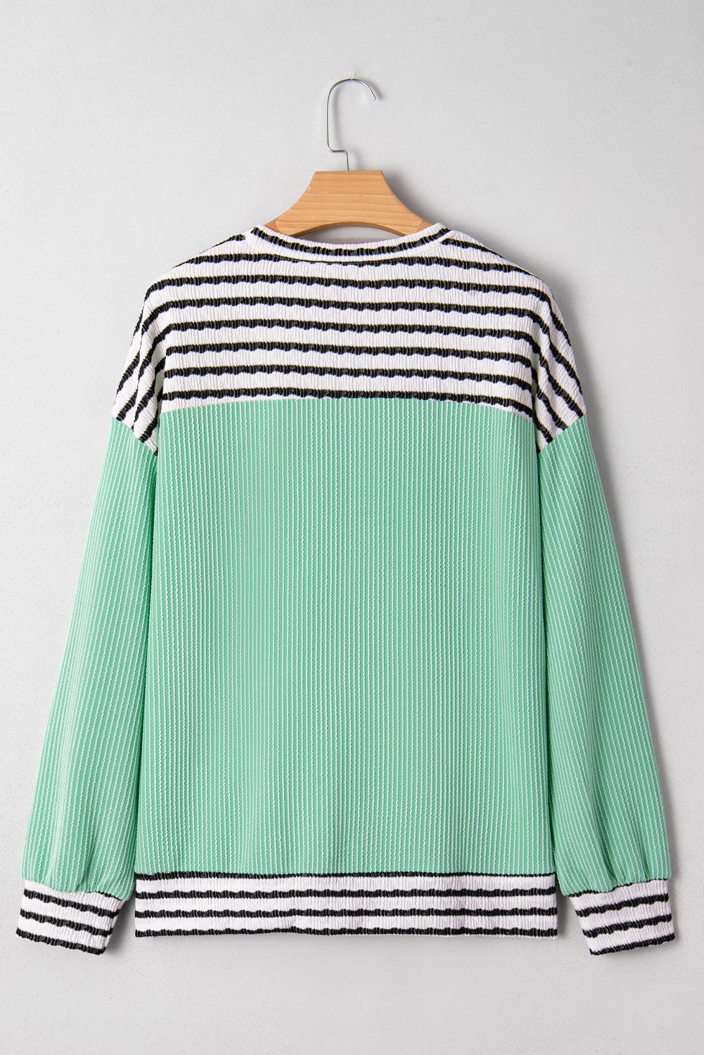 Threaded Pear Claire Contrast Striped Patchwork Long Sleeve Top