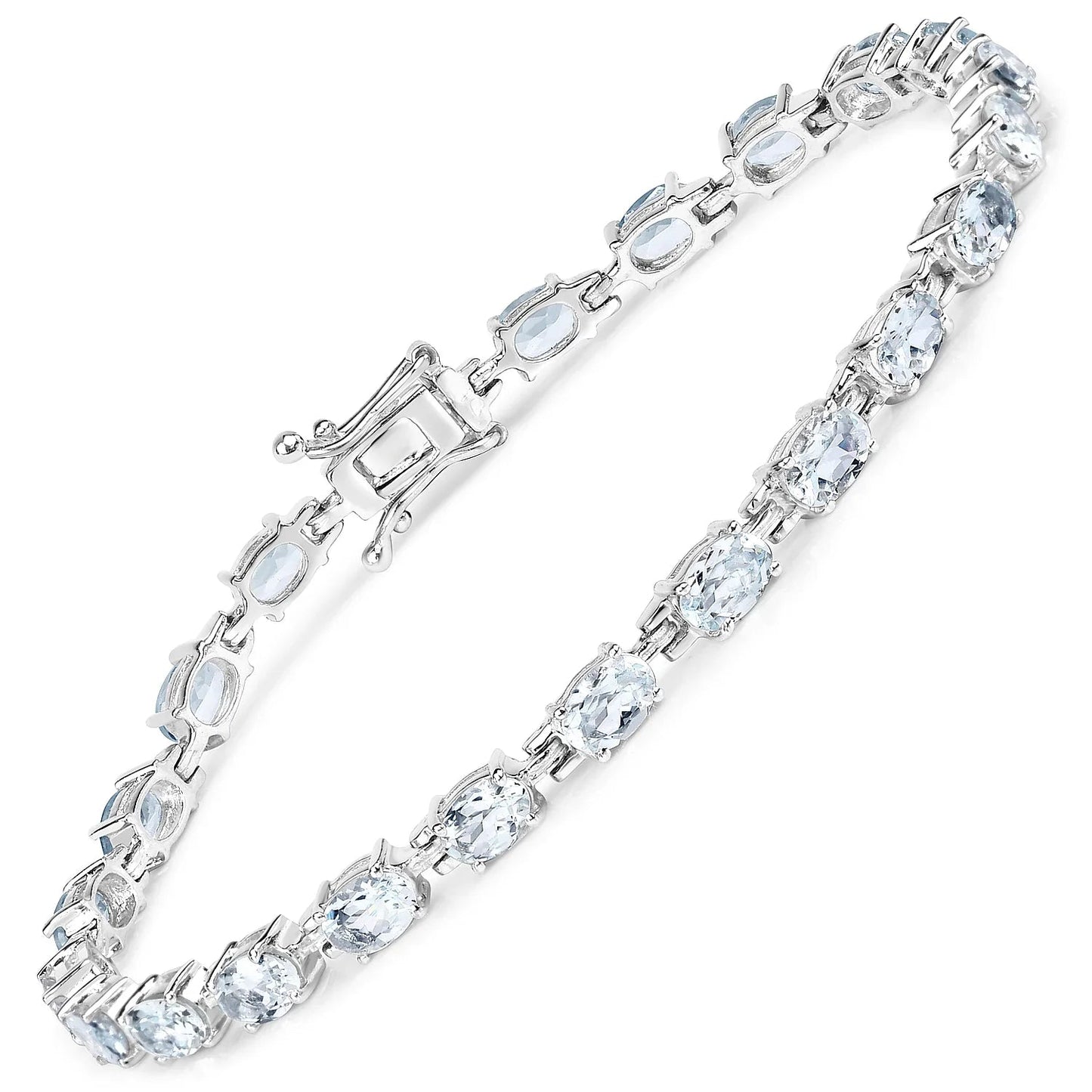Genuine Aquamarine Tennis Bracelet Silver