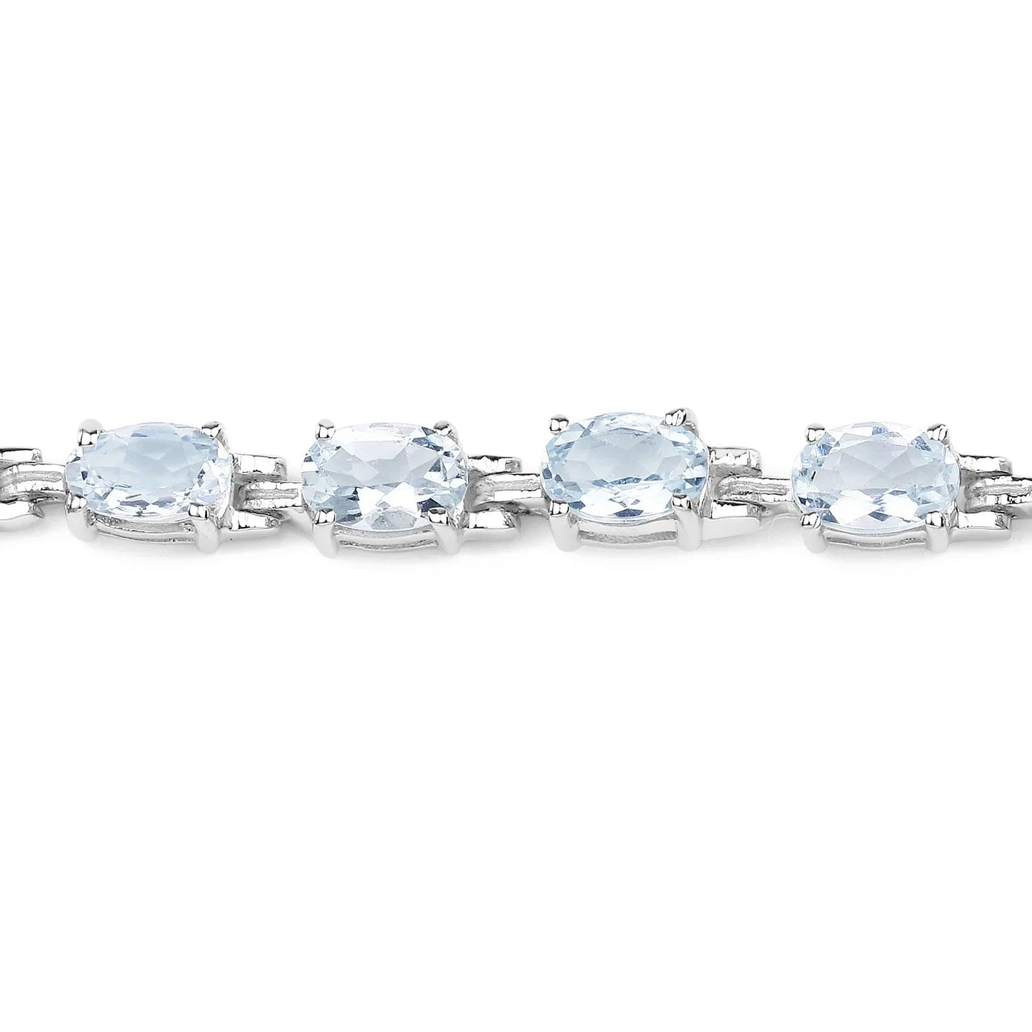 Genuine Aquamarine Tennis Bracelet Silver
