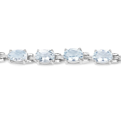 Genuine Aquamarine Tennis Bracelet Silver