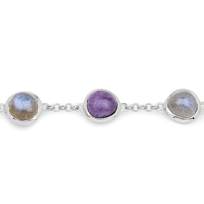 Genuine Charolite And Labradorite Strand Bracelet
