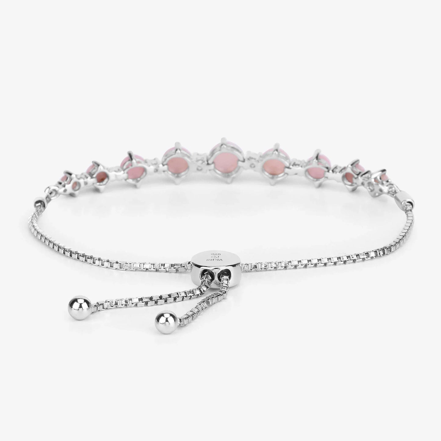 5.50 Ct Oval Pink Opal Prong Silver Bolo Adjustable Bracelet
