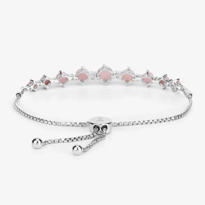 5.50 Ct Oval Pink Opal Prong Silver Bolo Adjustable Bracelet