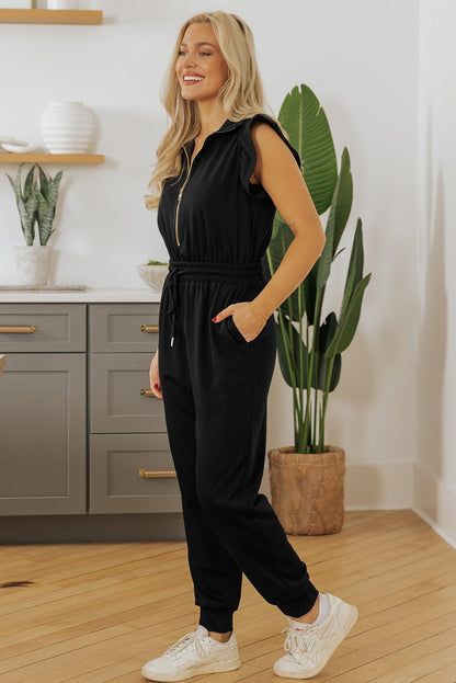 Threaded Pear Azariah Drawstring Elastic Waistband Jumpsuit