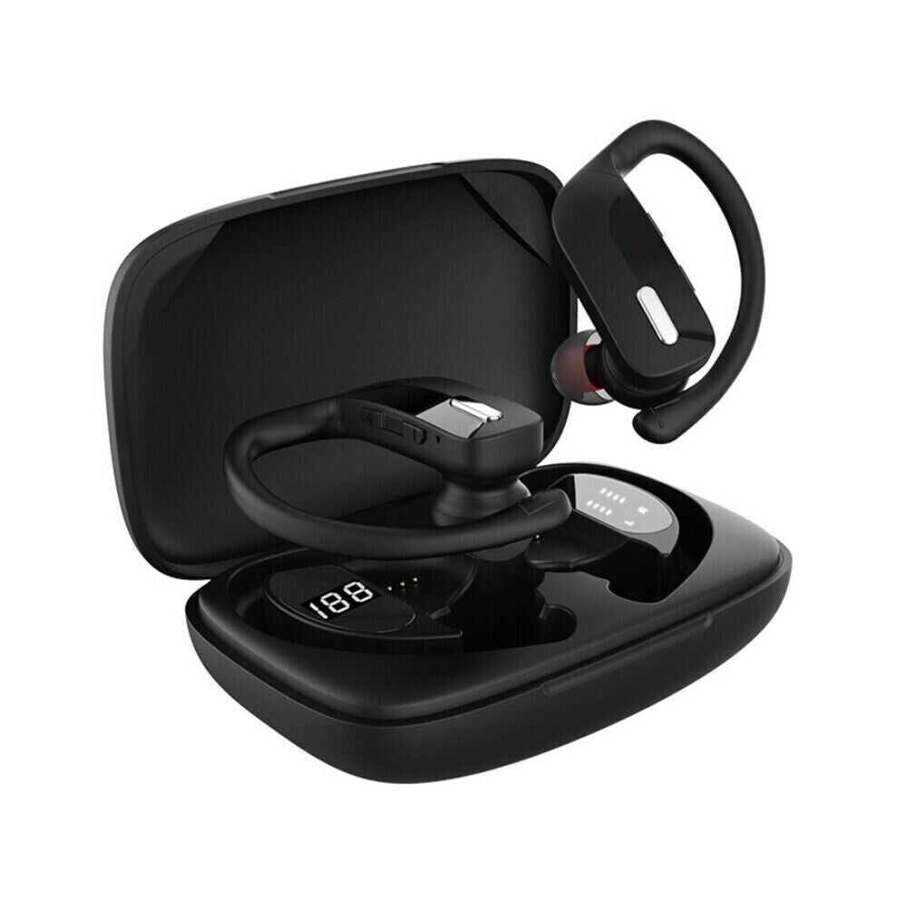 Prime Goods Bluetooth Headset TWS 5.0 Wireless Earphones Earbuds Headphones Stereo Ear Hook - Black