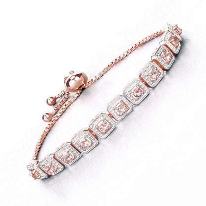 Round Pink Morganite 18k Rose Gold Over Silver Bolo Adjustable Bracelet