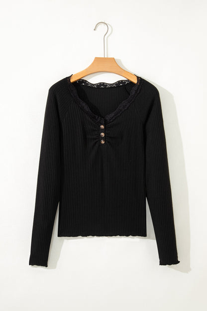 Threaded Pear Waverly Sleeve Ribbed top Long Sleeve Top
