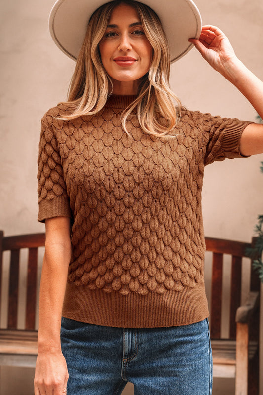 Threaded Pear Malaysia Ribbed Short Sleeve Sweater