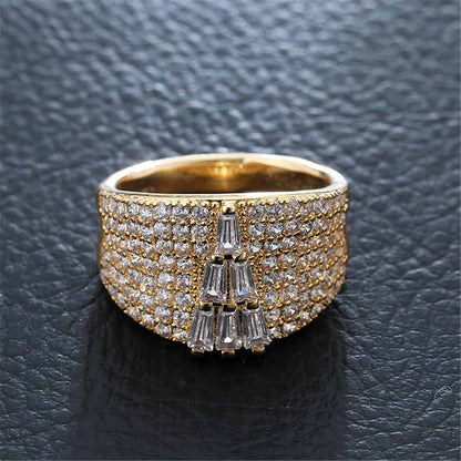 Cubic Zirconia & Goldtone Tower Wide Ring-1