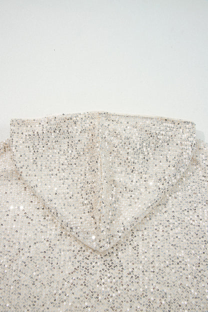 Threaded Pear Stella Stream Sequin Hooded Long Sleeve Top