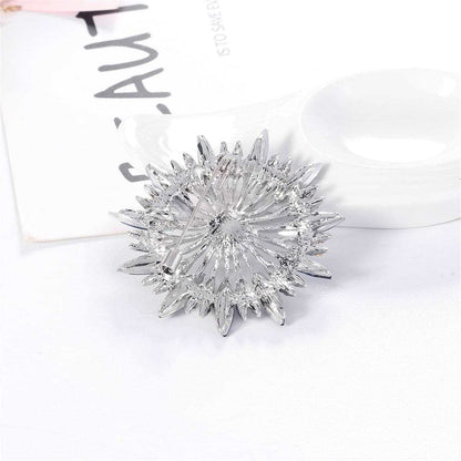 Blue Crystal & Cubic Zirconia Pearl Silvertone Sunflower Brooch