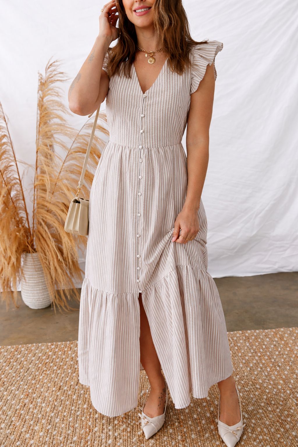 Threaded Pear Kira Front Slit Maxi Dress