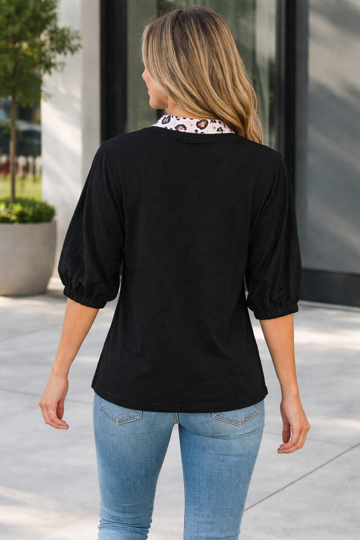 Threaded Pear Keziah Sleeve Patchwork Trim Blouse