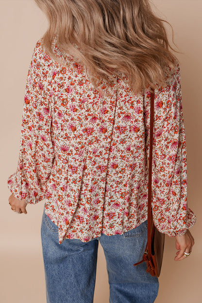 Threaded Pear Carter Notched Puff Sleeve Blouse