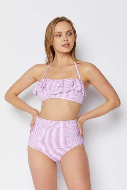 Marina West B2103 Bikini Set (Thin Stripe Pink)