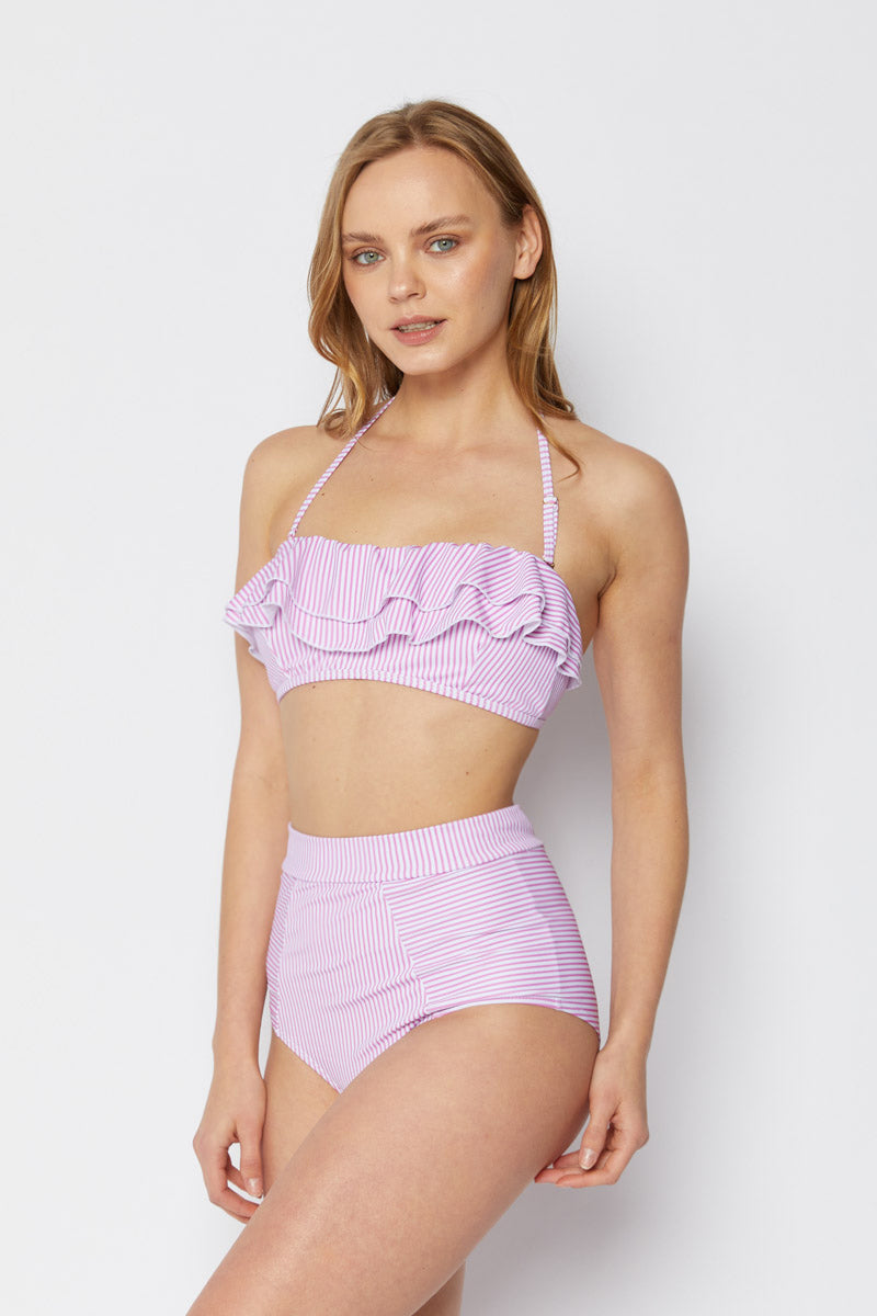 Marina West B2103 Bikini Set (Thin Stripe Pink)
