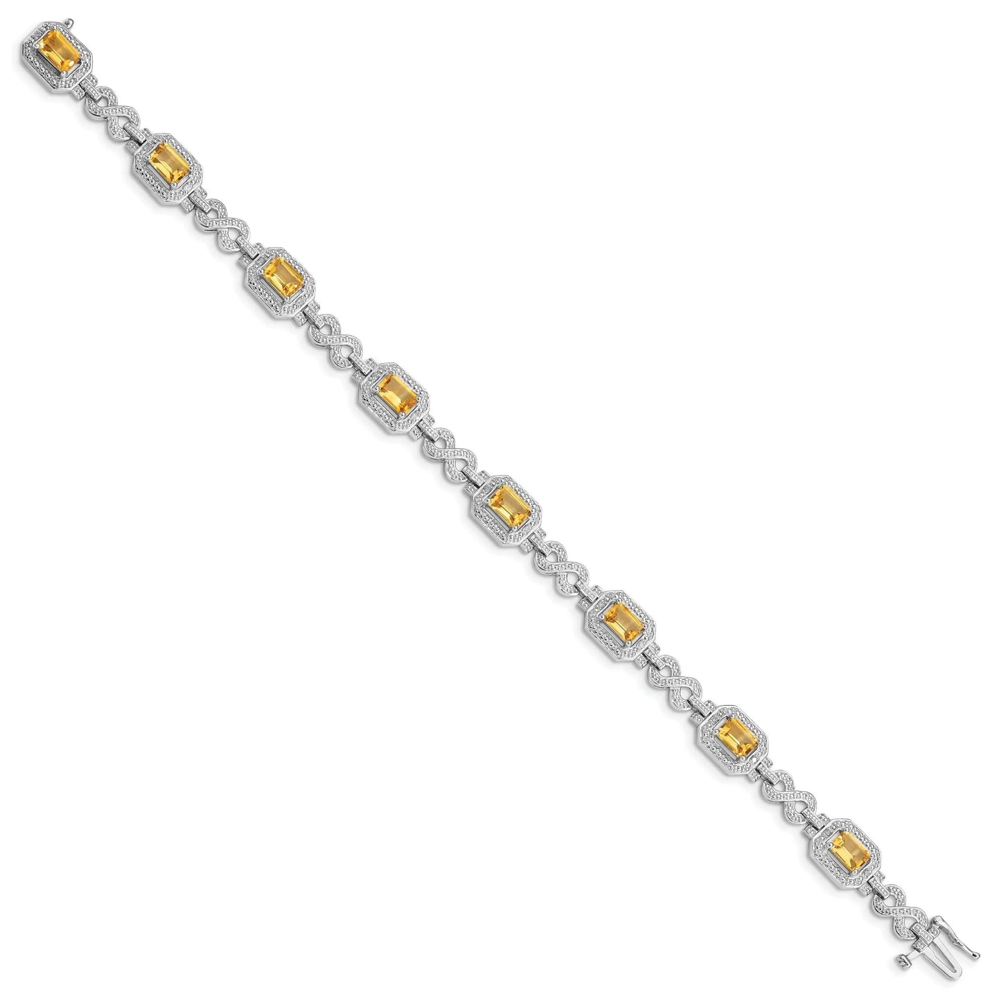 Genuine Citrine Diamond Infinity Link Bracelet