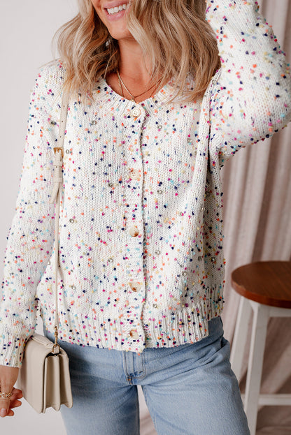 Threaded Pear Vienna Rhinestone Decor Confetti Sweater