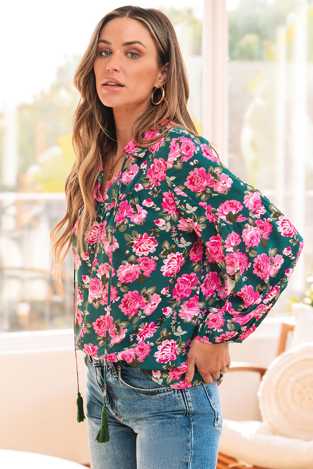 Threaded Pear Cleo Collar Puff Sleeve Blouse