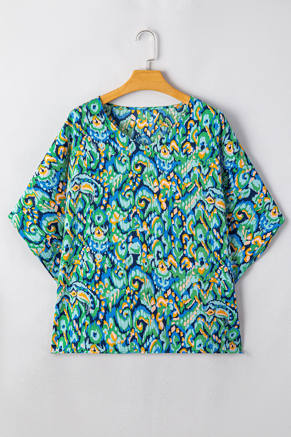 Threaded Pear Madeleine Abstract Loose Fit Tunic Blouse