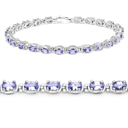 Genuine Purple Tanzanite Tennis Bracelet Silver