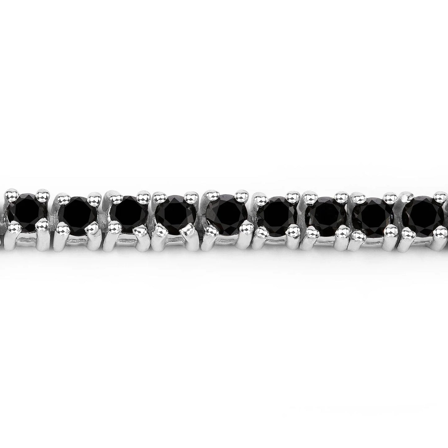 2.19 Ct Round Black Diamond Prong Sterling Silver Inline Tennis Bracelet