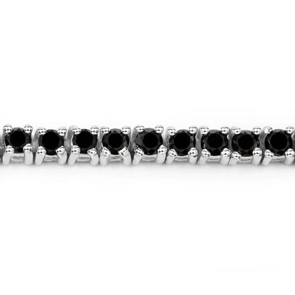 2.19 Ct Round Black Diamond Prong Sterling Silver Inline Tennis Bracelet