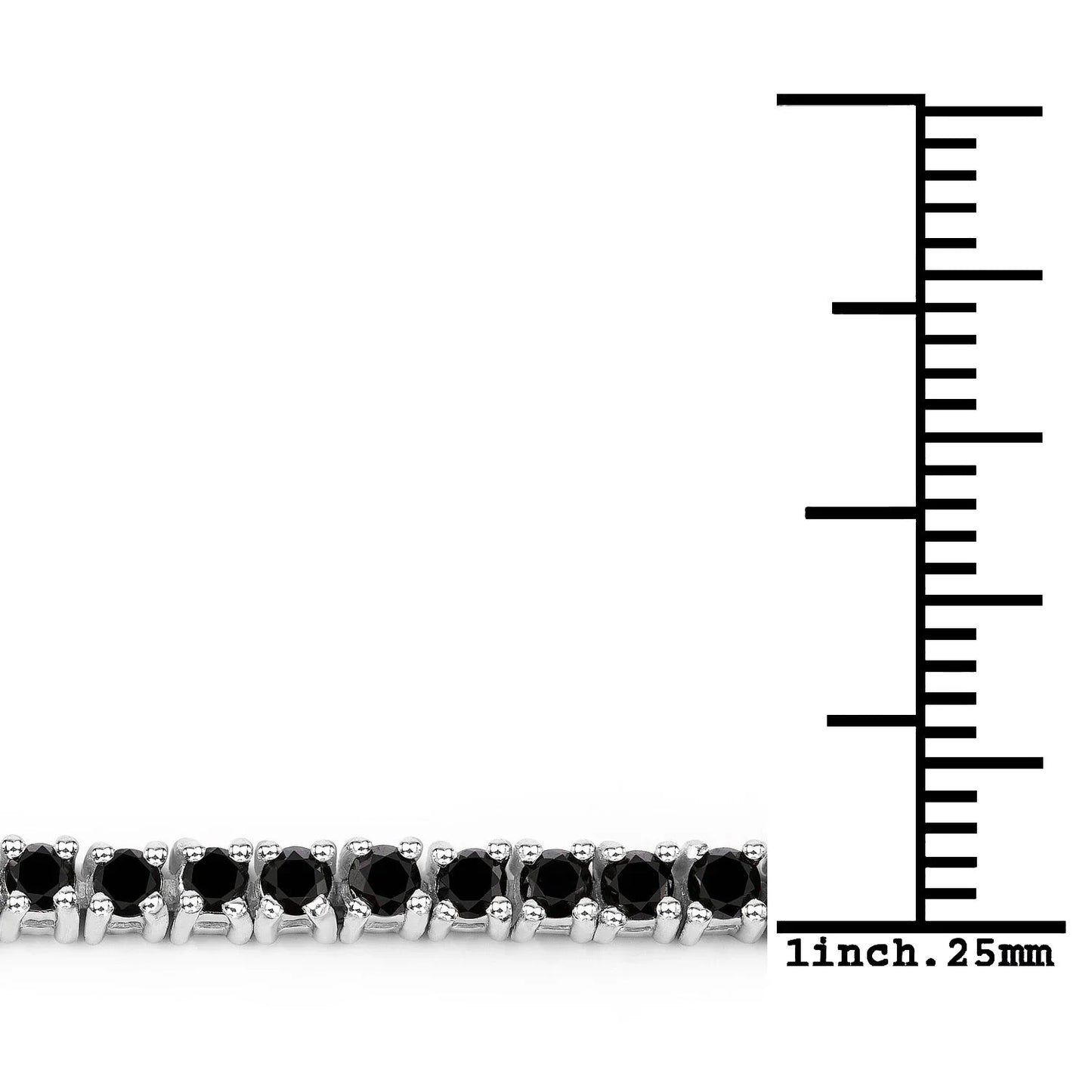 2.19 Ct Round Black Diamond Prong Sterling Silver Inline Tennis Bracelet