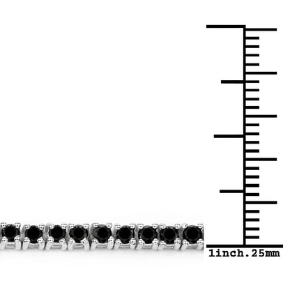2.19 Ct Round Black Diamond Prong Sterling Silver Inline Tennis Bracelet