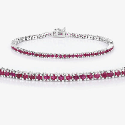 Genuine Pink Ruby Tennis Bracelet
