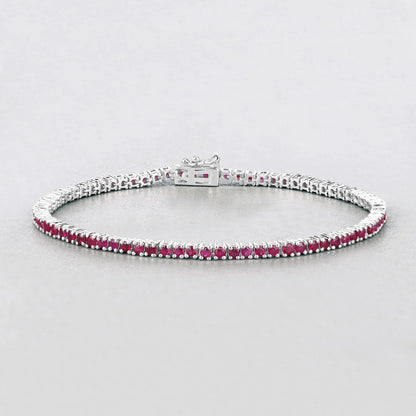 Genuine Pink Ruby Tennis Bracelet