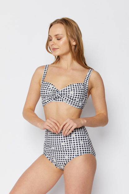 Marina West B2808 Bikini Set (Gingham Daisy Black)