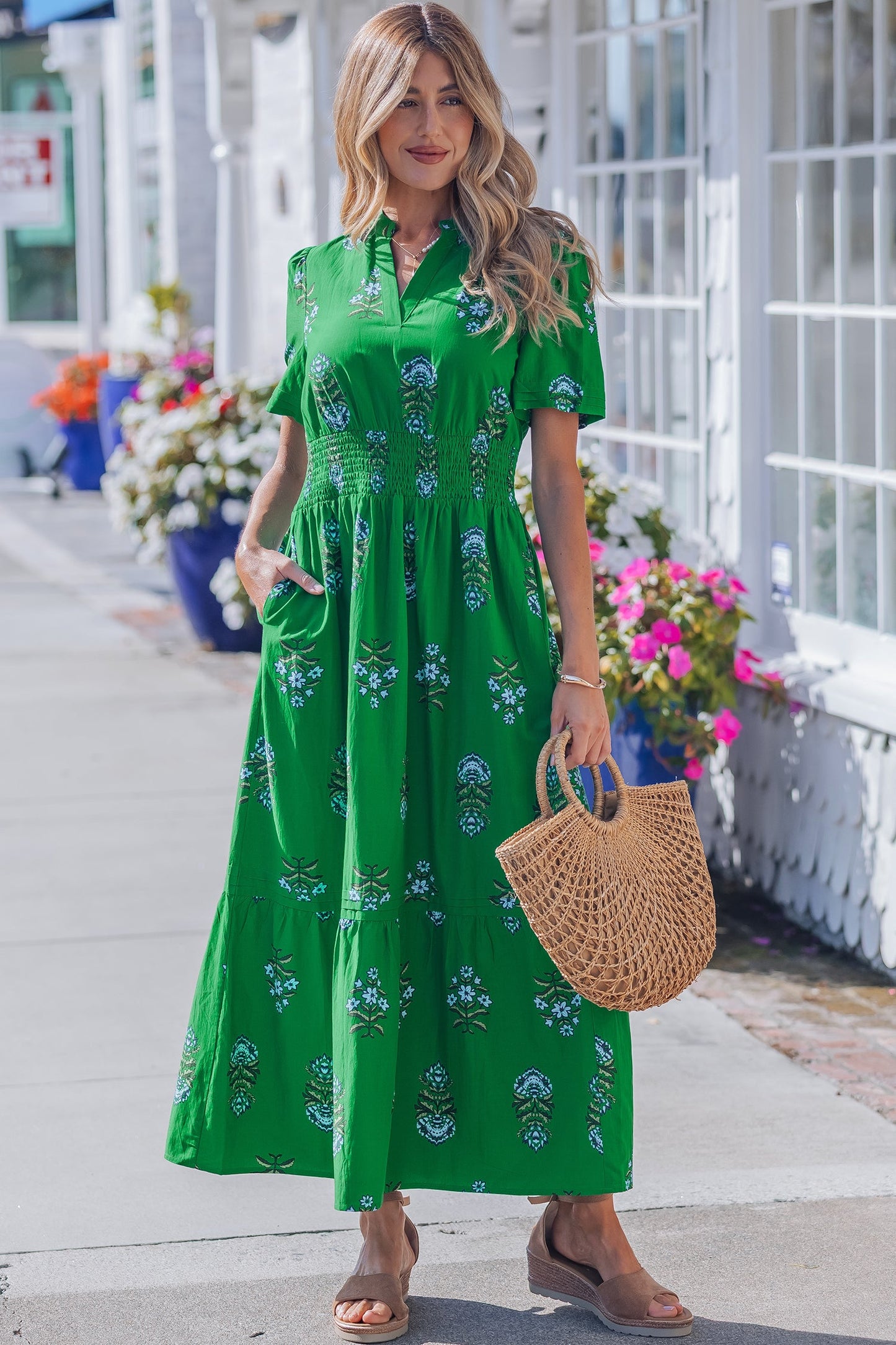 Threaded Pear Davina Ruffle Hem Maxi Dress